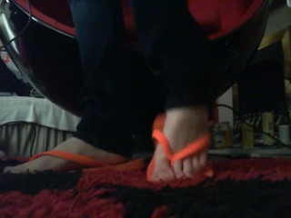 Pov At My Orange Flip Flops